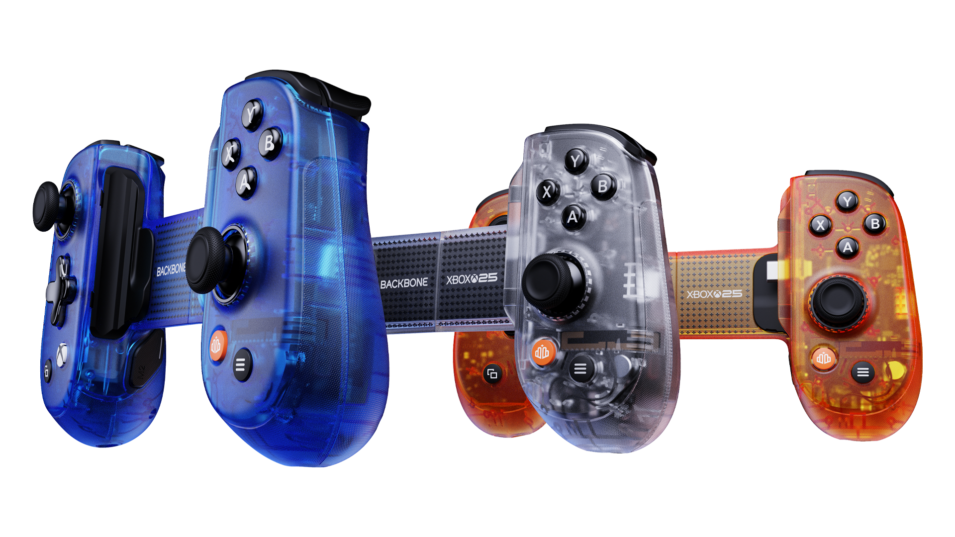 Backbone Pro XBOX 25th Anniversary Editionの3色のスマホ用コントローラー