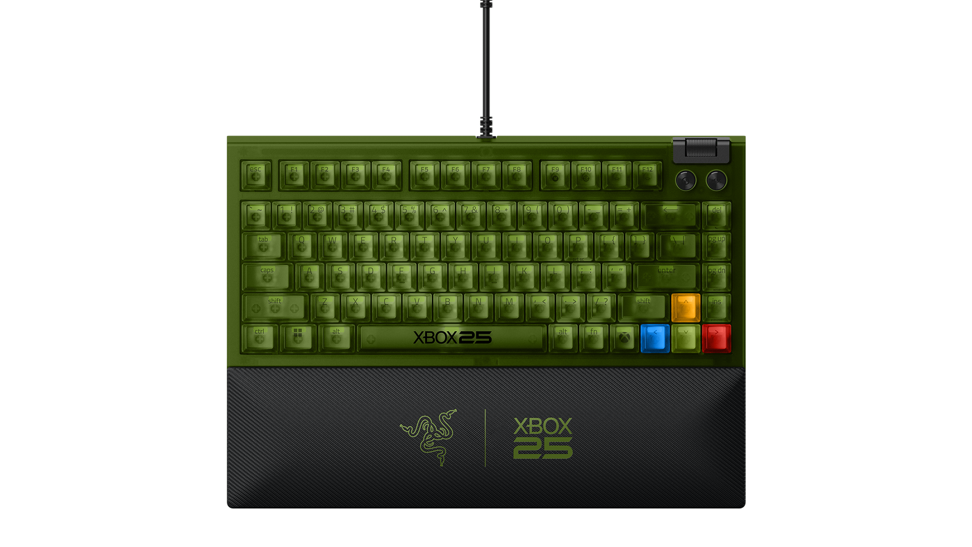 Razer BlackWidow V4 75% XBOX 25 Anniversary Editionの半透明グリーンのメカニカルキーボード