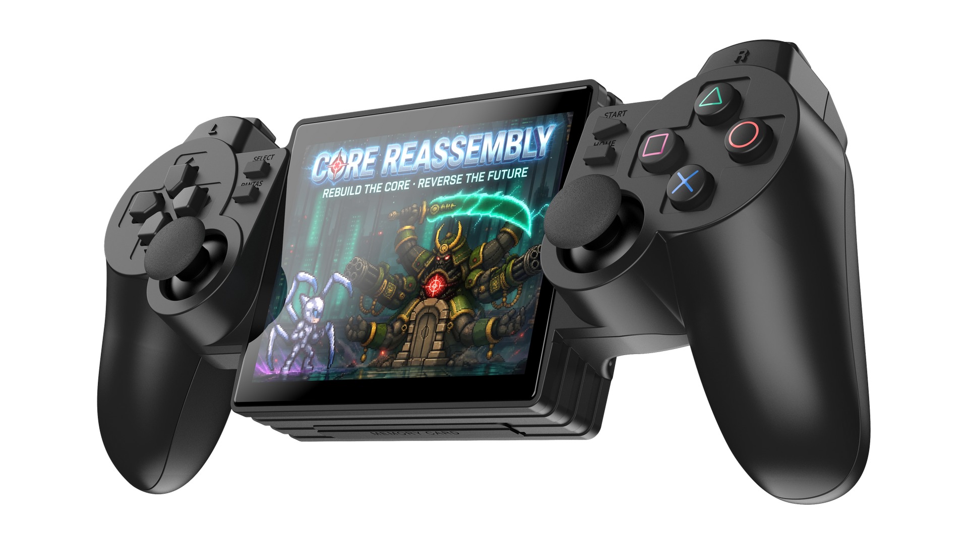 Yoniqの1画面携帯ゲーム機の公式レンダー画像