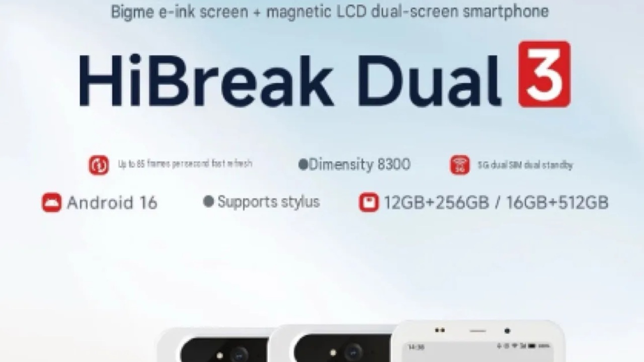 Bigme HiBreak Dual 3の主な仕様を並べた公式ポスター