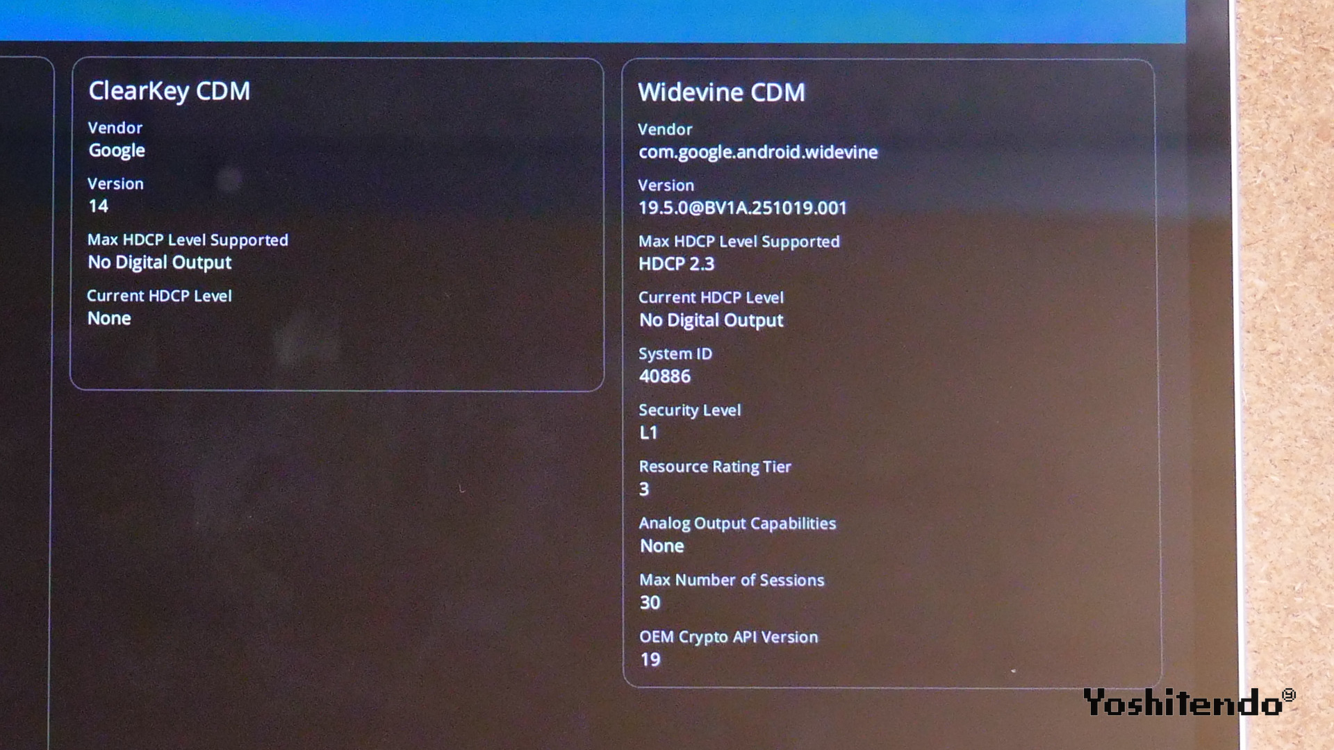REDMAGIC Astra 2:DRM InfoのWidevine L1表示