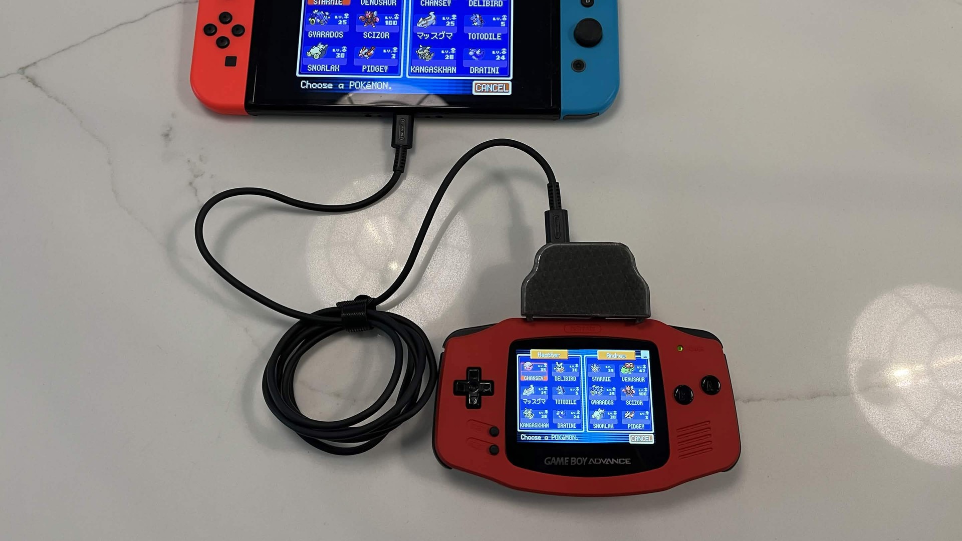 RetroSyncでつないだゲームボーイアドバンスとNintendo Switchのポケモン交換画面